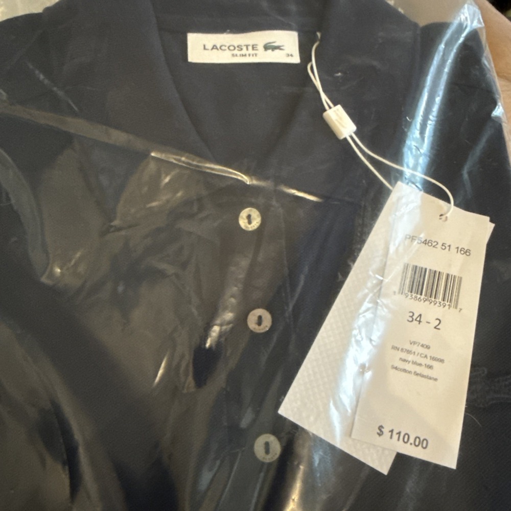 NWT! Lacoste Women's Slim Fit Stretch Pique Polo Deep Navy Blue Size 2 - Picture 4 of 4